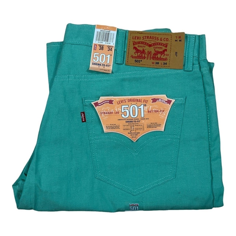 LEVI 501 jeans 38 button fly straight leg shrink to fit